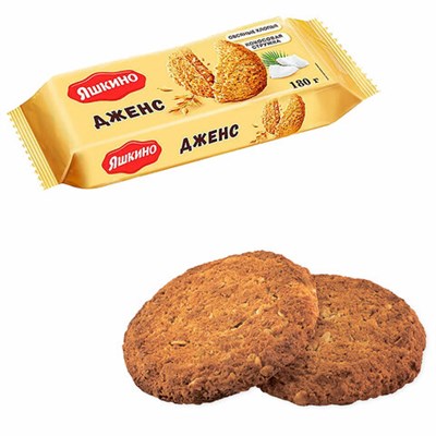 Печенье ЯШКИНО "Дженс", сдобное, со злаками и кокосовой стружкой, 180 г, МП150 620972