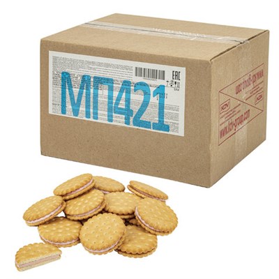 Печенье-сэндвич затяжное ЯШКИНО с начинкой из клубничного крема, гофрокороб 3,4 кг, МП421 622151