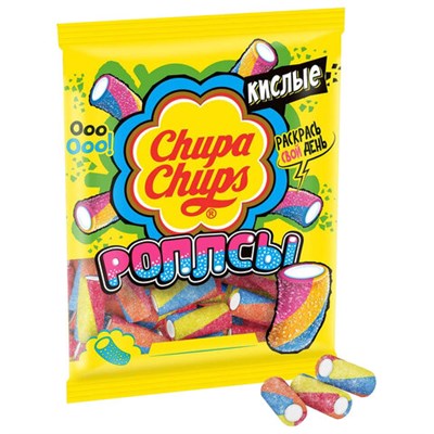 Мармелад жевательный CHUPA CHUPS (Чупа-Чупс) "Кислые роллсы", мини-трубочки, 70 г, пакет 622244