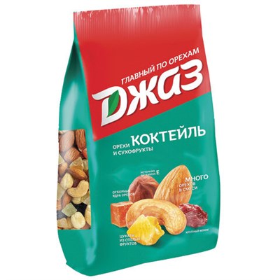Орехи и сухофрукты ДЖАЗ "Коктейль", фундук, кешью, миндаль, папайя, ананас, изюм, 777 г, 1319 622267