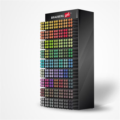 Дисплей настольный для размещения маркеров для скетчинга BRAUBERG ART, 63 ячейки, 378 маркеров (в комплект не входят), 504908 504908