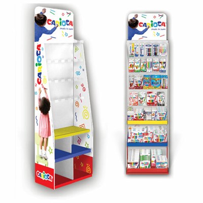 Стойка для размещения товара напольная усиленная CARIOCA, 200х60х40 см, 3 полки, 25 крючков, картон, 504865 504865