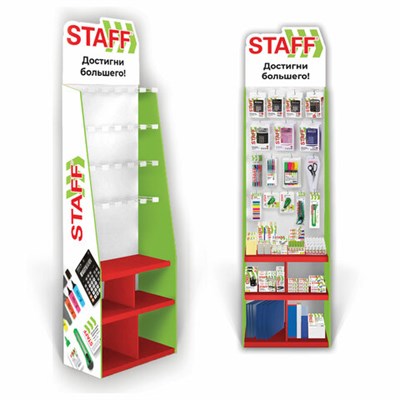 Стойка для размещения товара напольная УСИЛЕННАЯ STAFF, 200х60х40 см, 3 полки, 25 крючков, 504344 504344