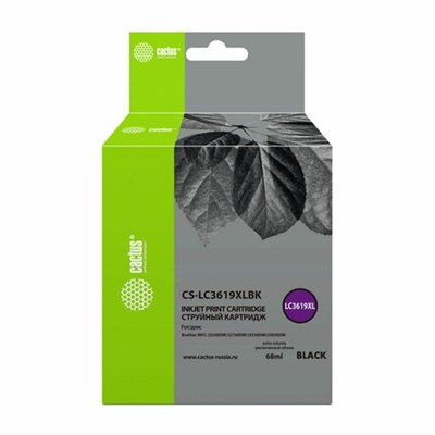 Картридж струйный CACTUS (CS-LC3619XLBK) для Brother MFC-J2330DW/J3530DW/J3930DW, черный, ресурс 3000 страниц 363869