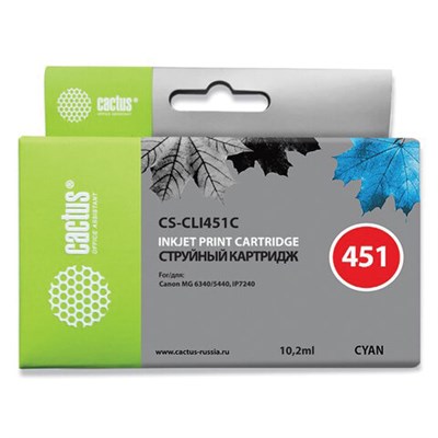 Картридж струйный CACTUS (CS-CLI451C) для CANON Pixma iP7240, голубой 362010