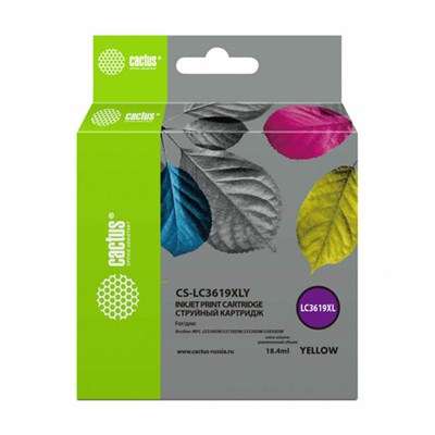 Картридж струйный CACTUS (CS-LC3619XLY) для Brother MFC-J2330DW/J3530DW/J3930D, желтый, ресурс 1500 страниц 363866