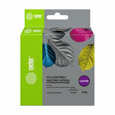 Картридж струйный CACTUS (CS-LC3619XLC) для Brother MFC-J2330DW/J3530DW/J3930, голубой, ресурс 1500 стр. 363868