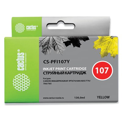 Картридж струйный CACTUS (CS-PFI107Y) для CANON PF680/685/780/785, желтый 362791