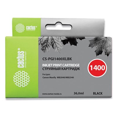 Картридж струйный CACTUS (CS-PGI1400XLBK) для CANON МВ2040/МВ2340, черный 362766