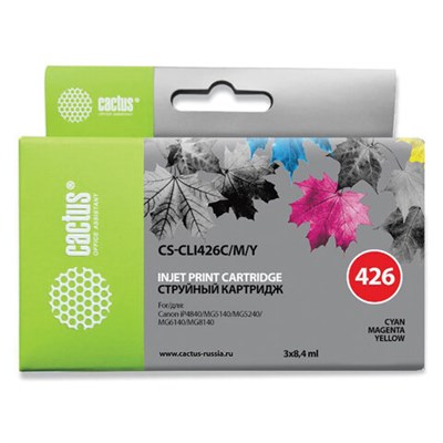 Картридж струйный CACTUS (CS-CLI426C/M/Y) для CANON Pixma MG5140/5240, многоцветный, комплект 362007