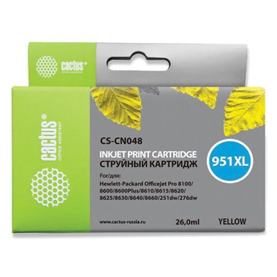 Картридж струйный CACTUS (CS-CN048) для HP OfficeJet 8100/ 8600, желтый 361852