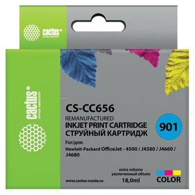 Картридж струйный CACTUS (CS-CC656) для HP OfficeJet J4580/J4660/J4680, цветной 362827