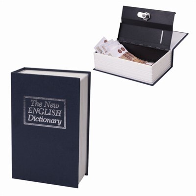 Сейф-книга "Английский словарь", 55х155х240 мм, ключевой замок, темно-синий, BRAUBERG, 291178 291178