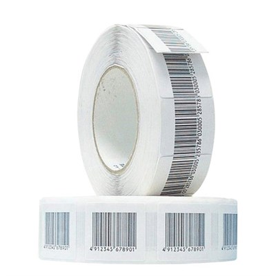 Этикетки самоклеящиеся противокражные радиочастотные, 40х40 мм, ложный штрихкод, рулон 1000 шт. 291061