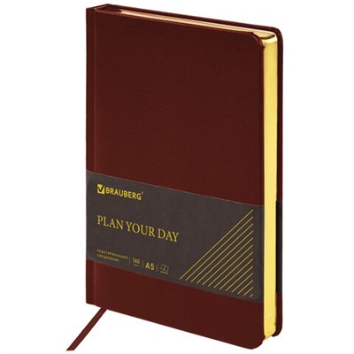 Ежедневник недатированный А5 138х213 мм BRAUBERG "Iguana" под кожу, 160 л., темно-коричневый, 125090 125090