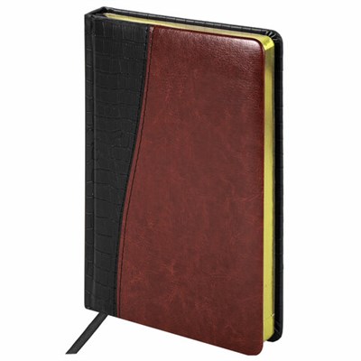 Ежедневник недатированный А5 138х213 мм BRAUBERG "Cayman" под кожу, 160 л., черный/темно-коричневый, 123399 123399