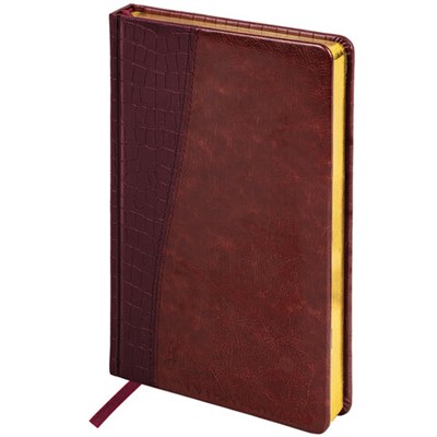 Ежедневник недатированный А5 138х213 мм BRAUBERG "Cayman" под кожу, 160 л., коричневый/коричневый, 125084 125084