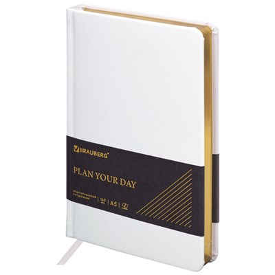 Ежедневник недатированный А5 138х213 мм, BRAUBERG "Iguana", под кожу, 160 л., белый, 114458 114458