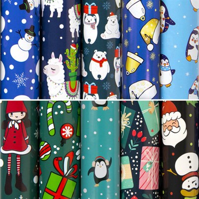 Бумага упаковочная подарочная новогодняя "Snow Fun", 70х100 см, 10 дизайнов ассорти, ЗОЛОТАЯ СКАЗКА, 591911 591911