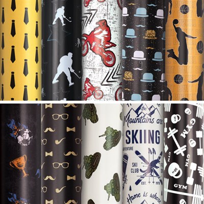 Бумага упаковочная подарочная мелованная "For Men", 70x100 см, 10 дизайнов ассорти, ЗОЛОТАЯ СКАЗКА, 591914 591914