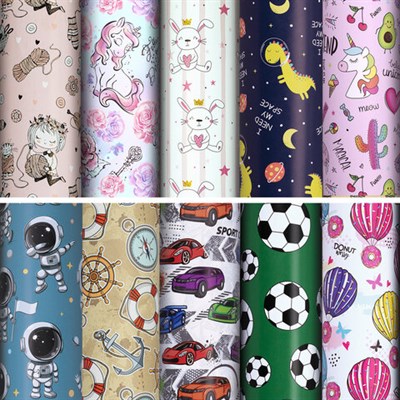 Бумага упаковочная подарочная мелованная "For Kids", 70x100 см, 10 дизайнов ассорти, ЗОЛОТАЯ СКАЗКА, 591918 591918