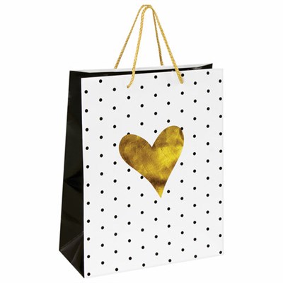 Пакет подарочный (1 штука) 26x13x33 см, ЗОЛОТАЯ СКАЗКА "Золотое сердце", ламинированный, 606583 606583
