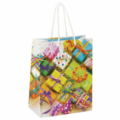 Пакет подарочный (1 штука) 18x10x23 см, ЗОЛОТАЯ СКАЗКА "Яркие подарки", ламинированный, 606591 606591