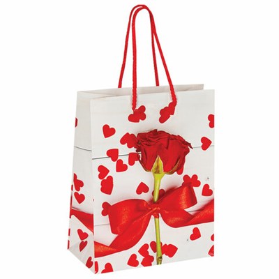 Пакет подарочный (1 штука) 18x10x23 см, ЗОЛОТАЯ СКАЗКА "Роза с лентой", ламинированный, 606574 606574
