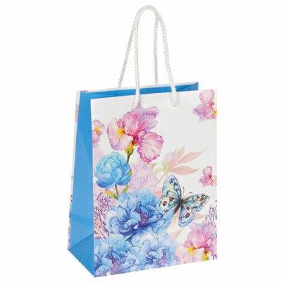 Пакет подарочный (1 штука) 18x10x23 см, ЗОЛОТАЯ СКАЗКА "Бабочка на цветке", ламинированный, 606578 606578