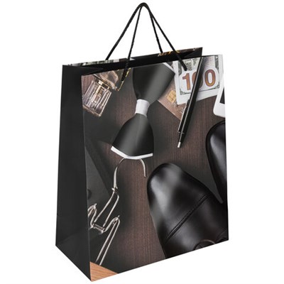 Пакет подарочный (1 штука) 26x13x32 см, ЗОЛОТАЯ СКАЗКА "Businessman", выборочный лак, 608245 608245
