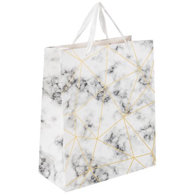 Пакет подарочный (1 штука) 26x13x33 см, ЗОЛОТАЯ СКАЗКА "Golden Marble", тиснение фольгой, 608251 608251