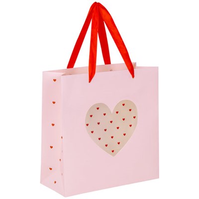 Пакет подарочный (1 штука) 20х20х8 см, ЗОЛОТАЯ СКАЗКА "With LOVE", с прозрачным окном, 608255 608255