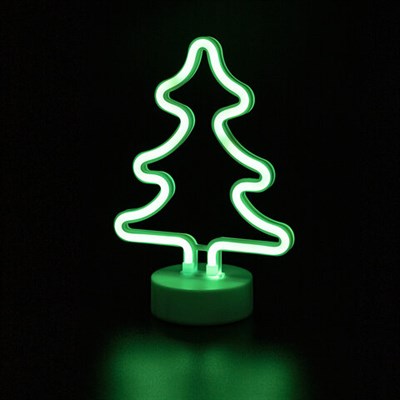 Светильник декоративный неоновый ЗОЛОТАЯ СКАЗКА "Ель", 18.5х26.5х10 см, на батарейках, 591286 591286