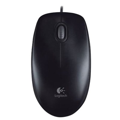 Мышь проводная LOGITECH B100, USB, 2 кнопки + 1 колесо-кнопка, оптическая, черная, 910-003357 511461