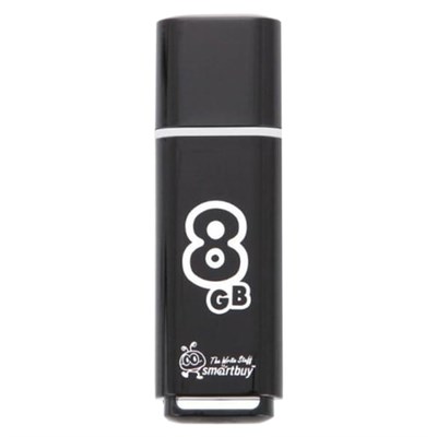 Флеш-диск 8 GB, SMARTBUY Glossy, USB 2.0, черный, SB8GBGS-K 512177