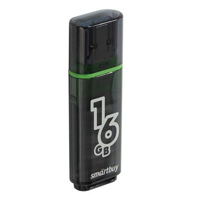 Флеш-диск 16 GB, SMARTBUY Glossy, USB 2.0, черный, SB16GBGS-K 512190