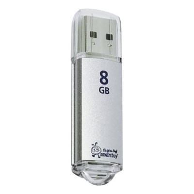 Флеш-диск 8 GB, SMARTBUY V-Cut, USB 2.0, металлический корпус, серебристый, SB8GBVC-S 512183