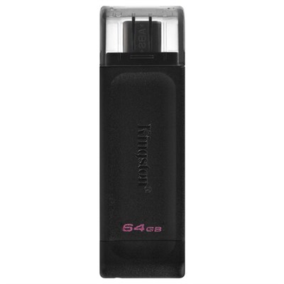 Флеш-диск 64 GB KINGSTON DataTraveler 70, разъем Type-C 3.2, черный, DT70/64GB 513642