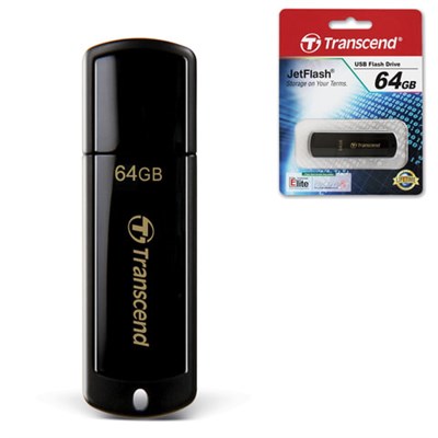 Флеш-диск 64 GB, TRANSCEND Jet Flash 350, USB 2.0, черный, TS64GJF350 510970