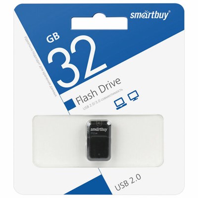 Флеш-диск 32 GB, SMARTBUY Art, USB 2.0, черный, SB32GBAK 513610