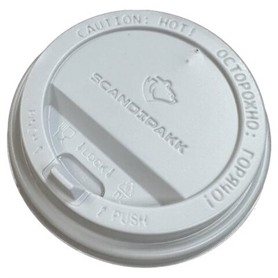 Крышка для стакана 300-400 мл, диаметр 90 мм, 100 штук с клапаном-носиком, белая, СКАНДИПАКК, 9032, 77409032 602311