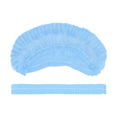 Шапочка-берет Шарлотта "Плиссе" голубая, КОМПЛЕКТ 125 шт., спанбонд 8 г/м2, ГЕКСА 630962