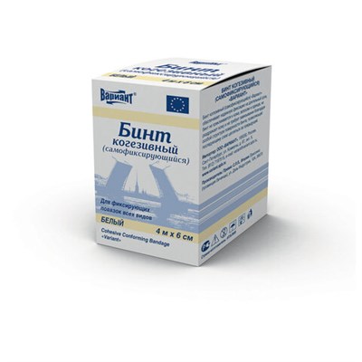 Бинт эластичный самофиксирующийся 4 м х 6 см, белый, "ВАРИАНТ" 631115
