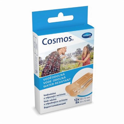 Набор пластырей 20 шт. COSMOS WATER-RESISTANT, водоотталкивающий, 2 размера, европодвес, 535123 630924
