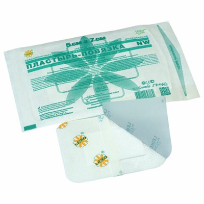Послеоперационная пластырь-повязка LEIKO 5х7 см, на нетканой основе, со впитывающей прокладкой, 103963 630271