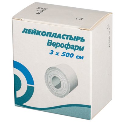 Лейкопластырь рулонный ВЕРОФАРМ, 3х500 см, тканевая основа, картонная коробка, 20024111 630605