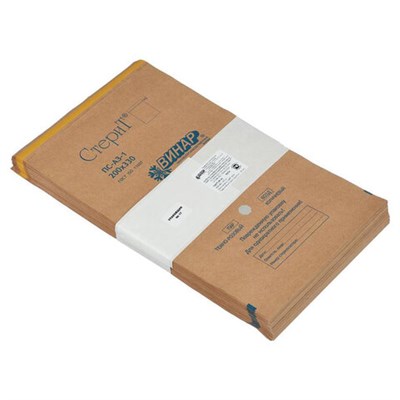 Пакет крафт самоклеящийся ВИНАР СТЕРИТ, комплект 100 шт., для ПАРОВОЙ/ВОЗДУШНОЙ стерилизации, 200х330 мм, 13 630404