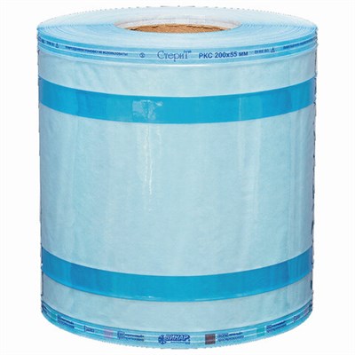 Рулон комбинированный со складкой ВИНАР СТЕРИТ, для ПАРОВОЙ/ГАЗОВОЙ стерилизации, 200 мм х 55 мм х 100 м 630455