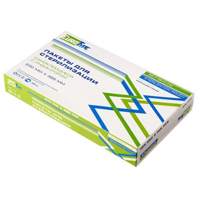 Пакет комбинированный самоклеящийся 230х395 мм EUROTYPE 200 шт., для ПАРОВОЙ/ГАЗОВОЙ стерилизации 630663