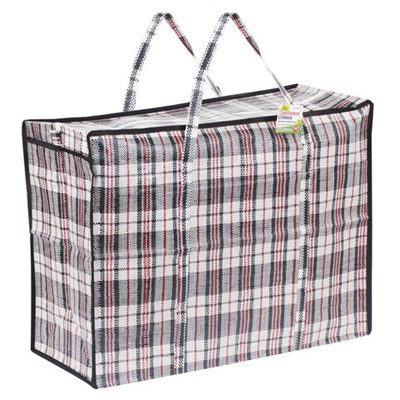 Сумка-баул хозяйственная, полипропилен, 60х45х25 см, 68 литров, черно-красная, 150 г/м2, ЛЮБАША, 604700 604700